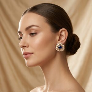 TRIANGULAR EARSTUDS WITH BLUE STONES