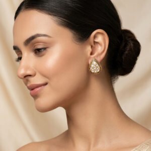 PEAR PARTASH CHECKS MOISSANITE EARRINGS